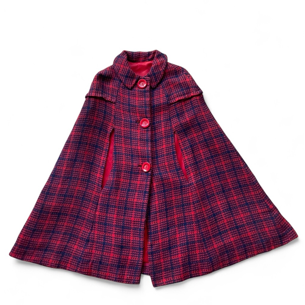 Vintage 60s/70s Mod Plaid Cape Coat